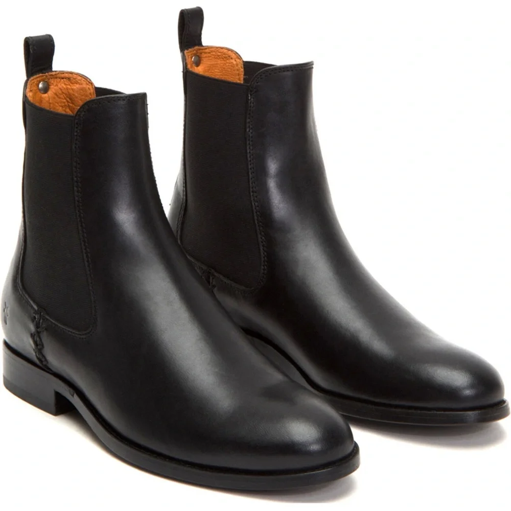 Frye MELISSA DOUBLE SOLE CHELSEA boots booties women size 9 smooth black leather